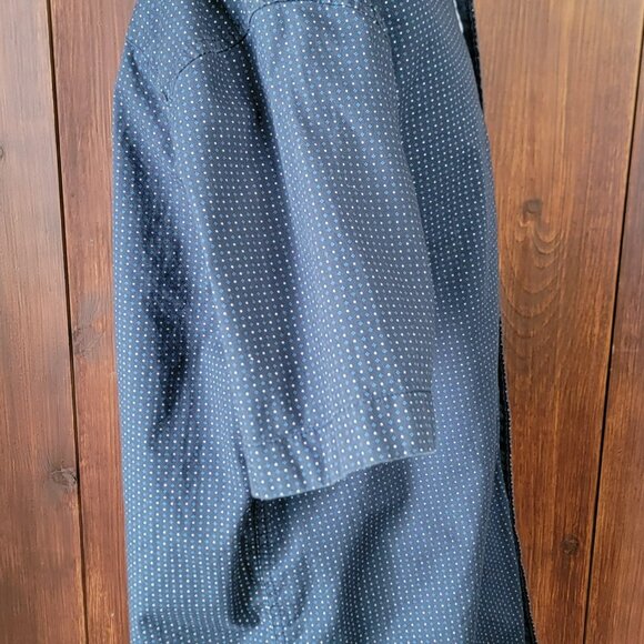Craft + Flow Boys 14/16 Navy White Dot Short Sleeve Button-Up Shirt Large Cotton - Picture 6 of 9